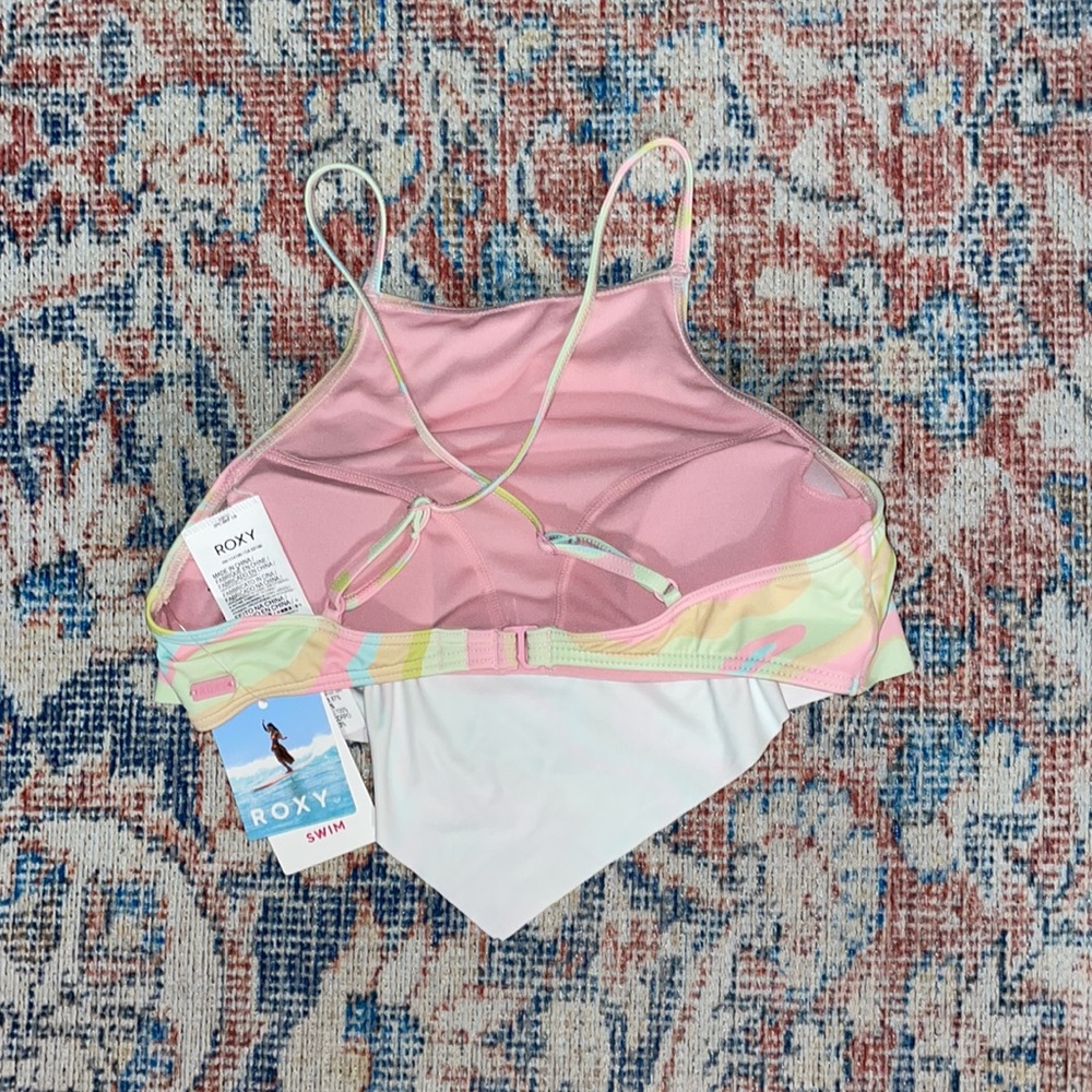 Roxy Tropics Hype Crop Top Bikini Top in Ambroisia Swirl SZ S NWT - Picture 6 of 6